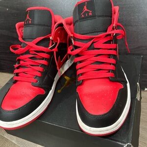Jordan Men's Red and Black High-Top Sneakers